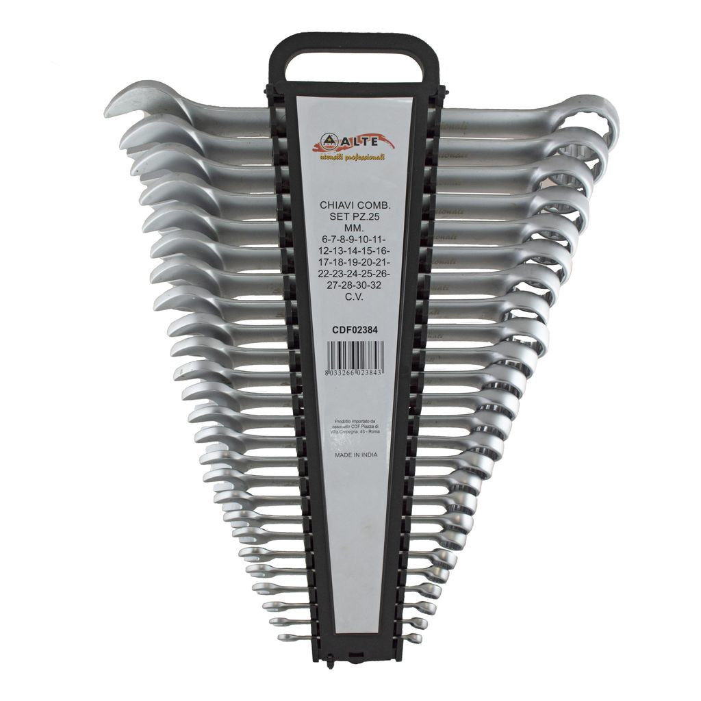 Set di Chiavi Alte Combinate CR-V 25 Pezzi (6-32 mm) con Supporto