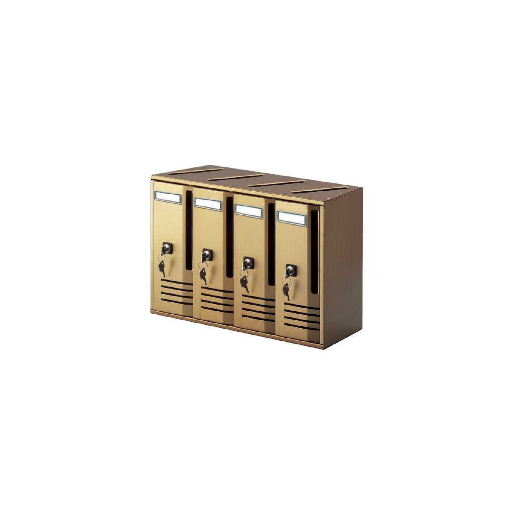 Casellario Postale Cubo con 5 Cassette, Colore Bronzo, Dimensioni 52x30x17,5 cm