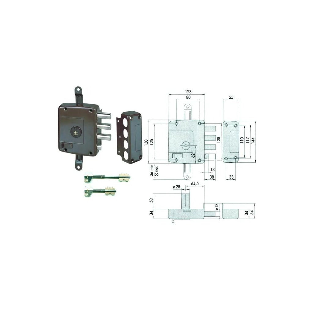 CISA Serratura 57167-60 DX per Applicazioni su Legno - Modello D.MAPPAX (ex 57125-60)