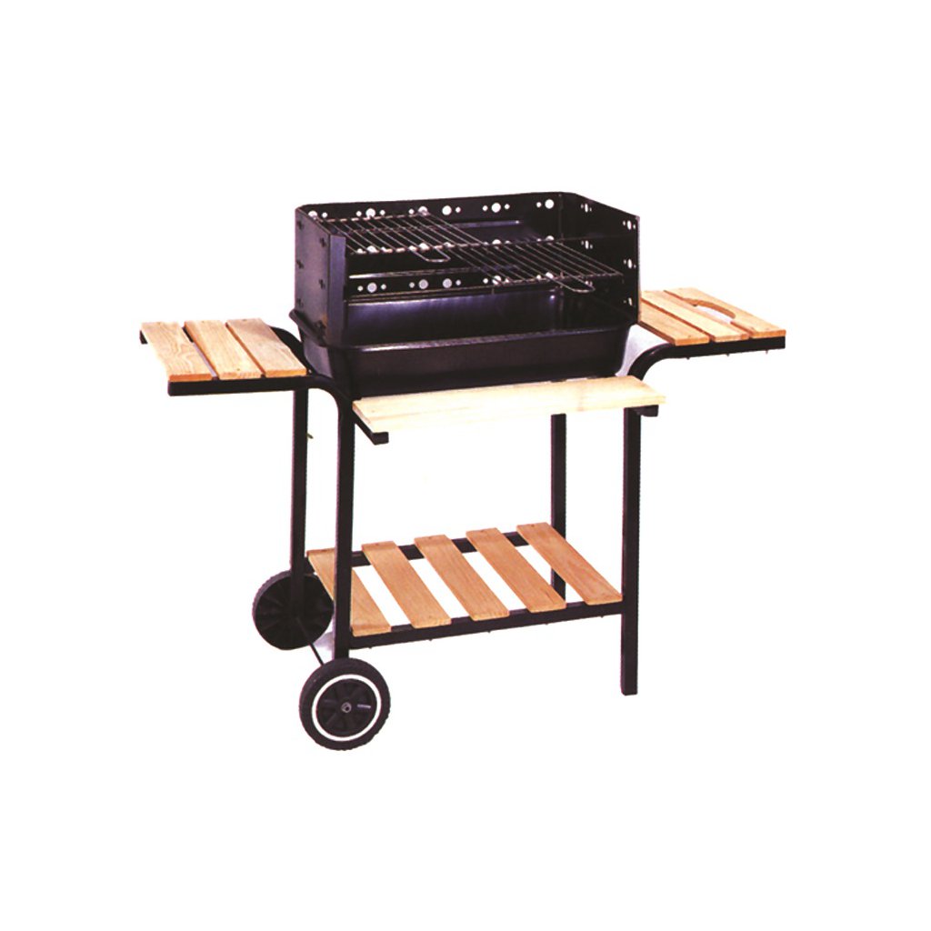 Barbecue Lapillo 60x40 cm con Mensole e Ruote, Altezza 72,5 cm - Modello California