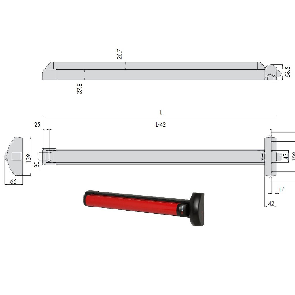 Maniglione Antipanico Touch Bar CISA 1200mm - Modello 59811.10.0