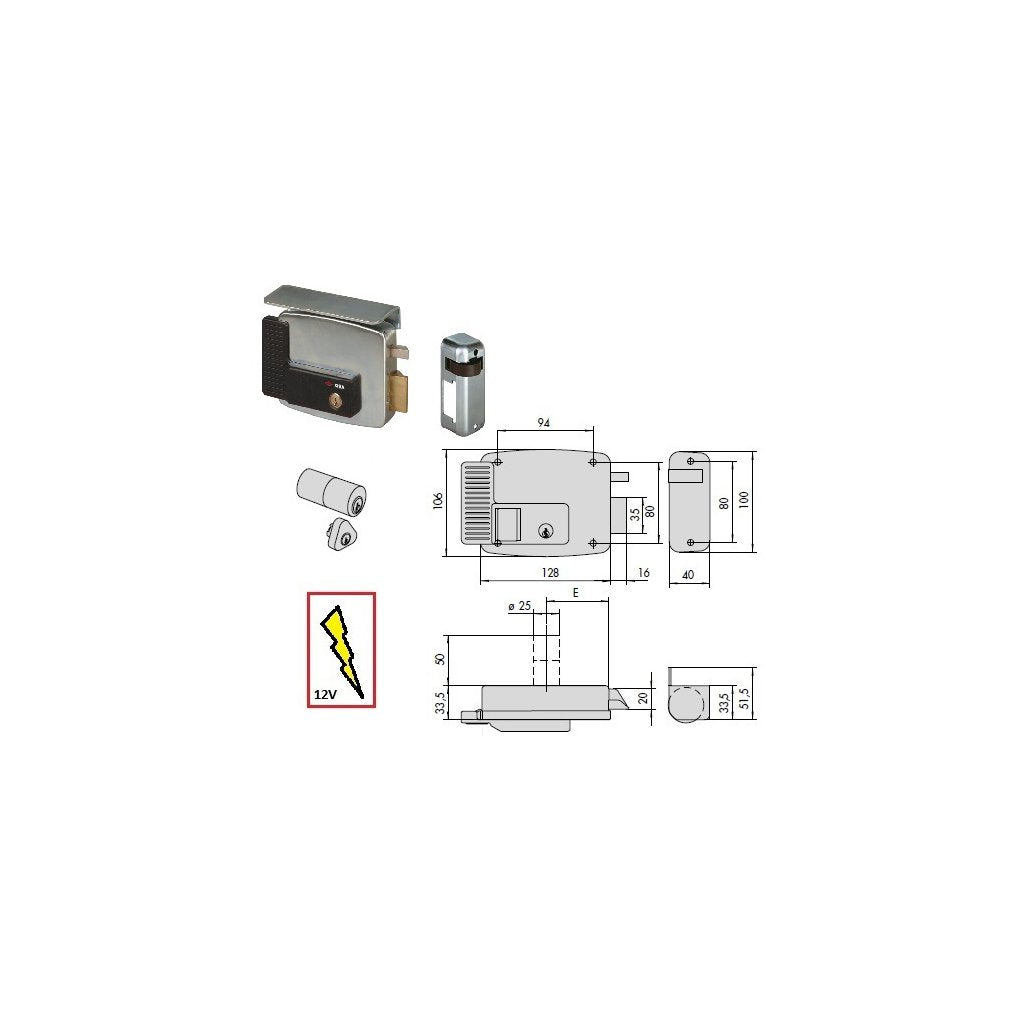 CISA Serratura Elettrica 11721-70 SX per Porte in Ferro