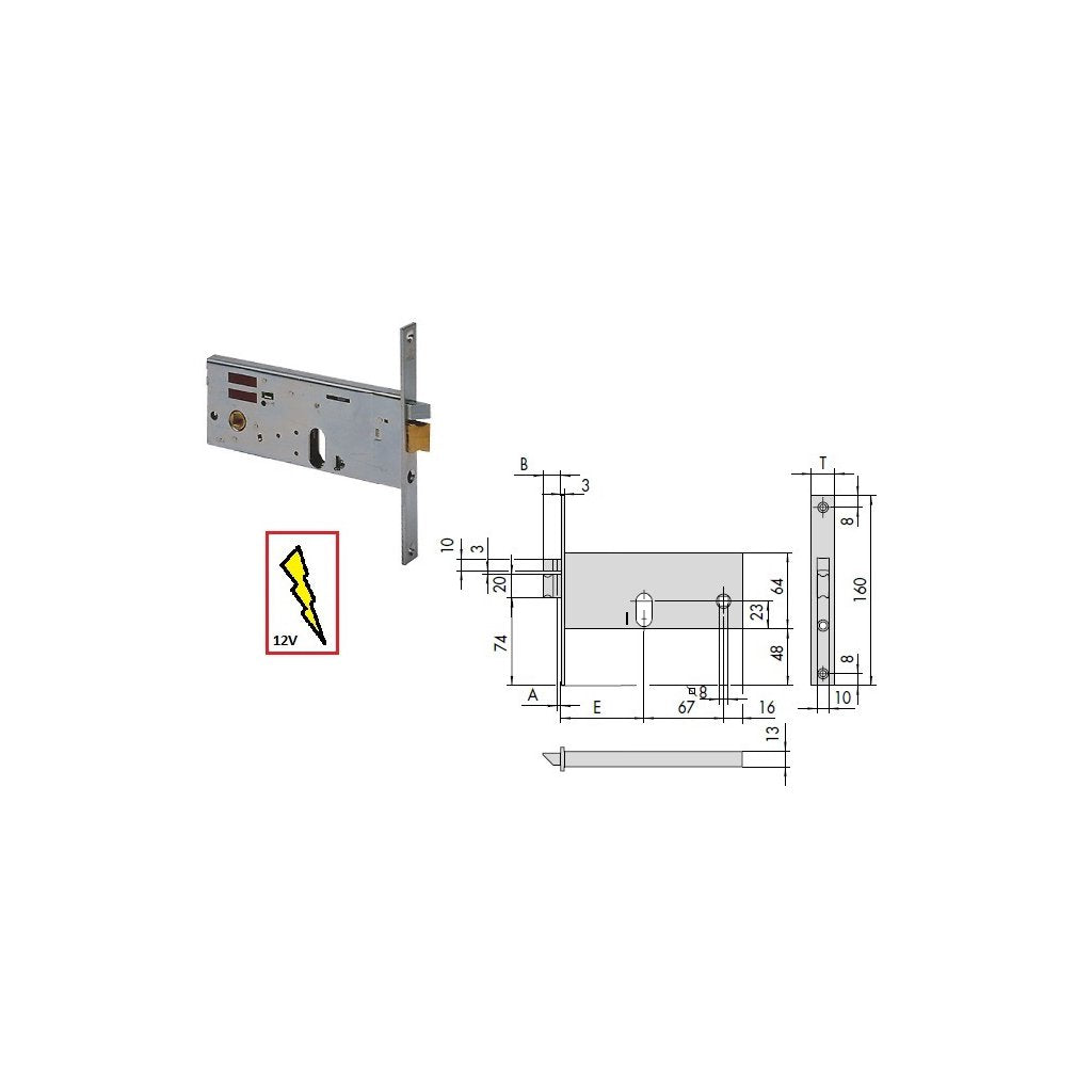 CISA Serratura Elettronica 14510-70 per Fasce in Alluminio senza Cilindro