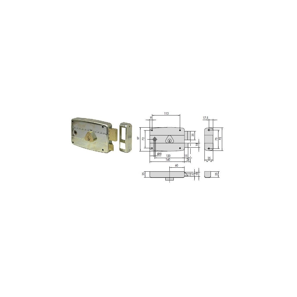 CISA Serratura 50571-60 DX Applicazione per Ferro