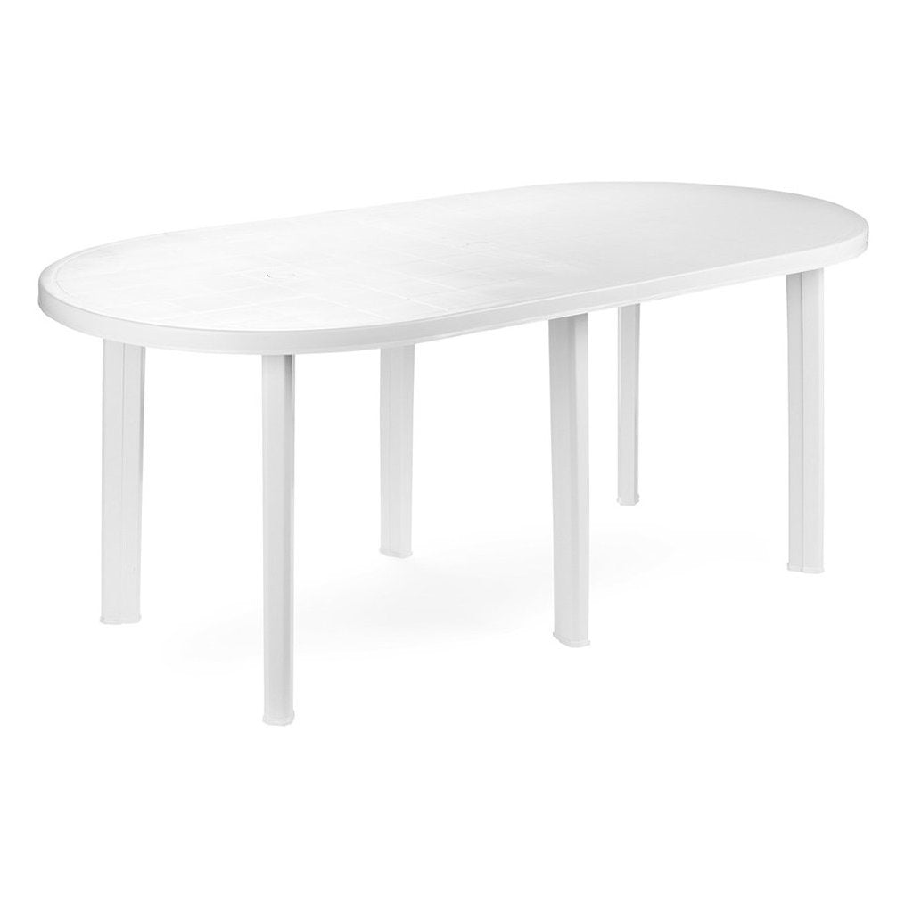 Tavolo Ovale in Resina Bianco 90x180 cm, Altezza 72 cm