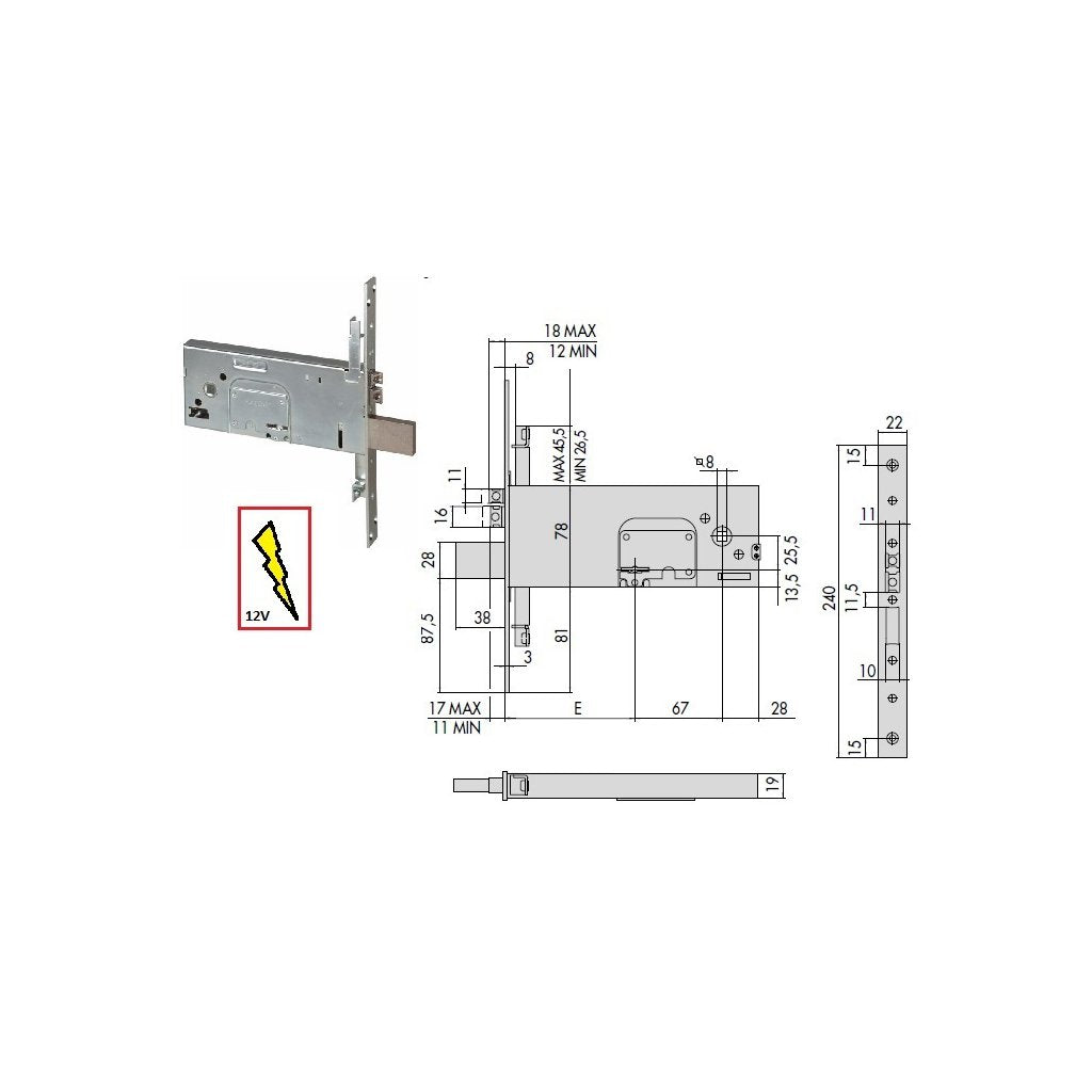 CISA Serratura Elettronica 17357-90 per Fasce di Mappa in Alluminio