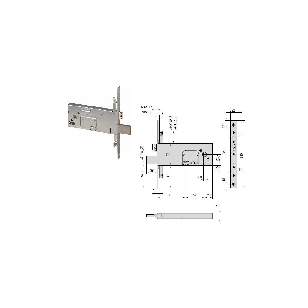 CISA Serratura 57357-10 per Fasce Doppia Mappa in Alluminio