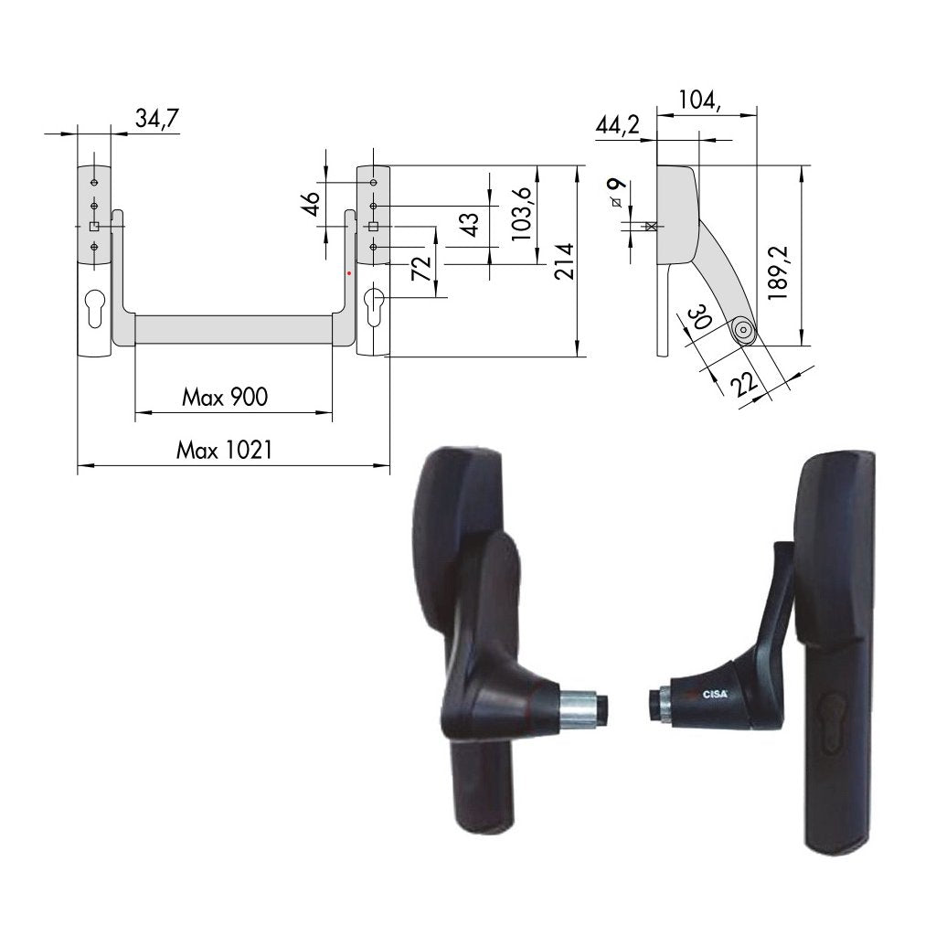 Maniglione Antipanico CISA 59616.00.0 con Tagliafiamma per Porte