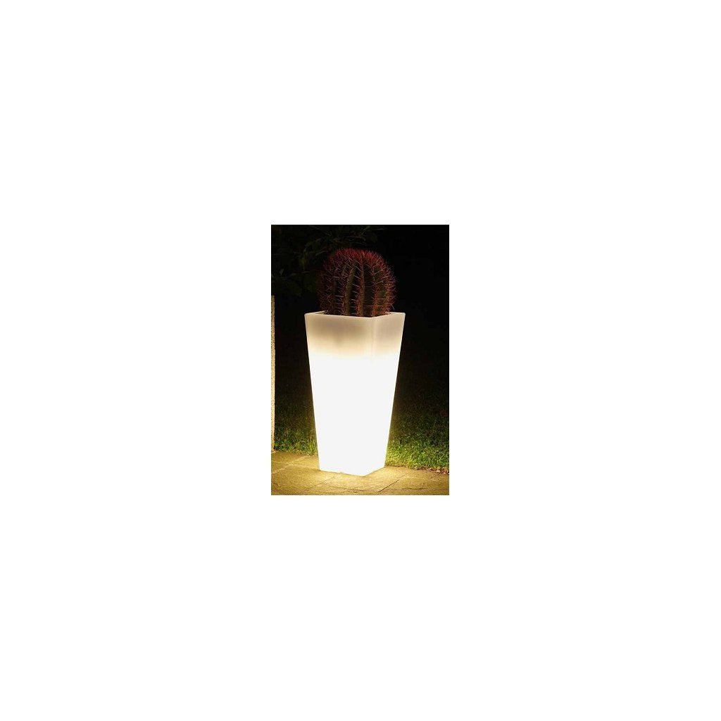 Vaso Stilo Quadro Bianco con Luce, Dimensioni 33x33 cm, Altezza 70 cm