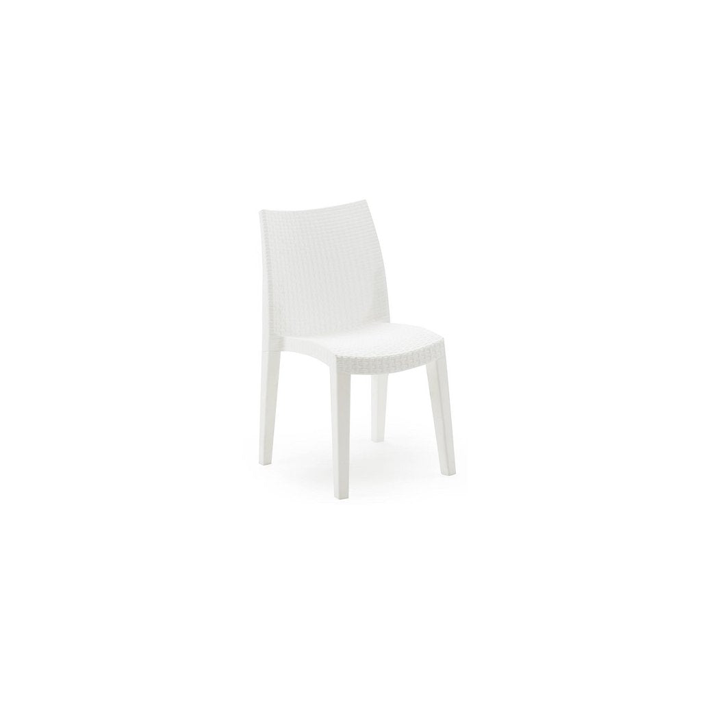 Sedia Lady in Resina Rattan Bianco senza Braccioli - Dimensioni 55x48x86 cm