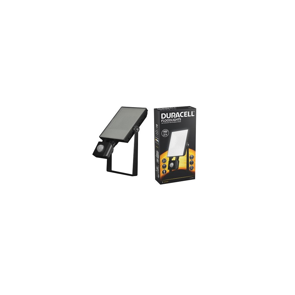 DURACELL Proiettore LED Slim con Sensore Regolabile, 20W, 1600lm