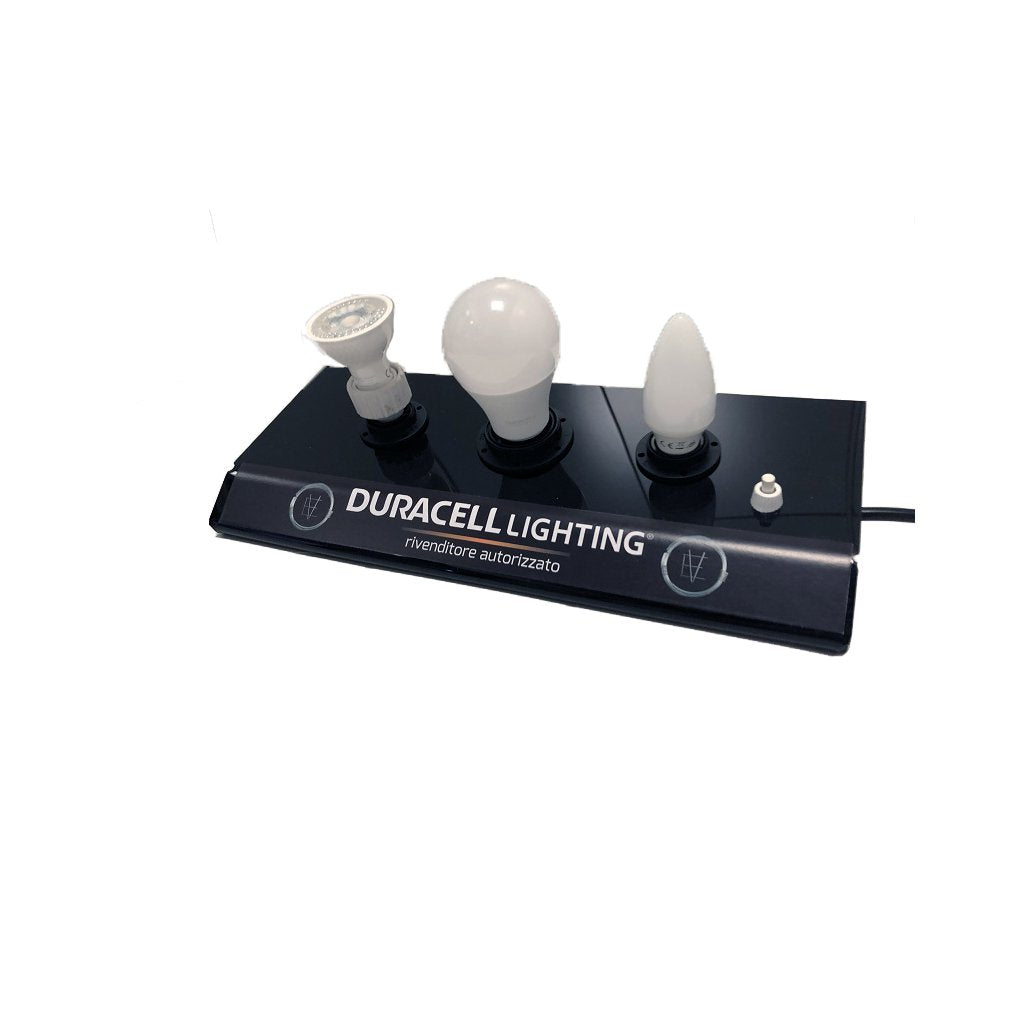 Tester Lampadine Duracell a 3 Posti in Plexiglass