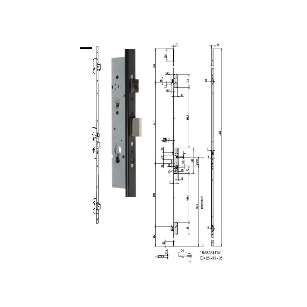 CISA Serratura Multitop Pro X 49526-30 per Infissi in Alluminio