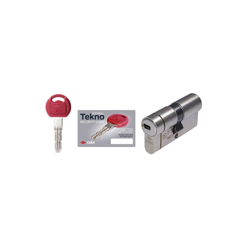 Cilindro Tekno Pro CISA 0M3T1-20, Sagomato, 89mm (30x60), Ottone Nichelato