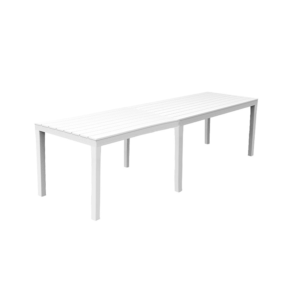 Tavolo Rettangolare Allungabile in Resina Bianco, 220x90x72 cm