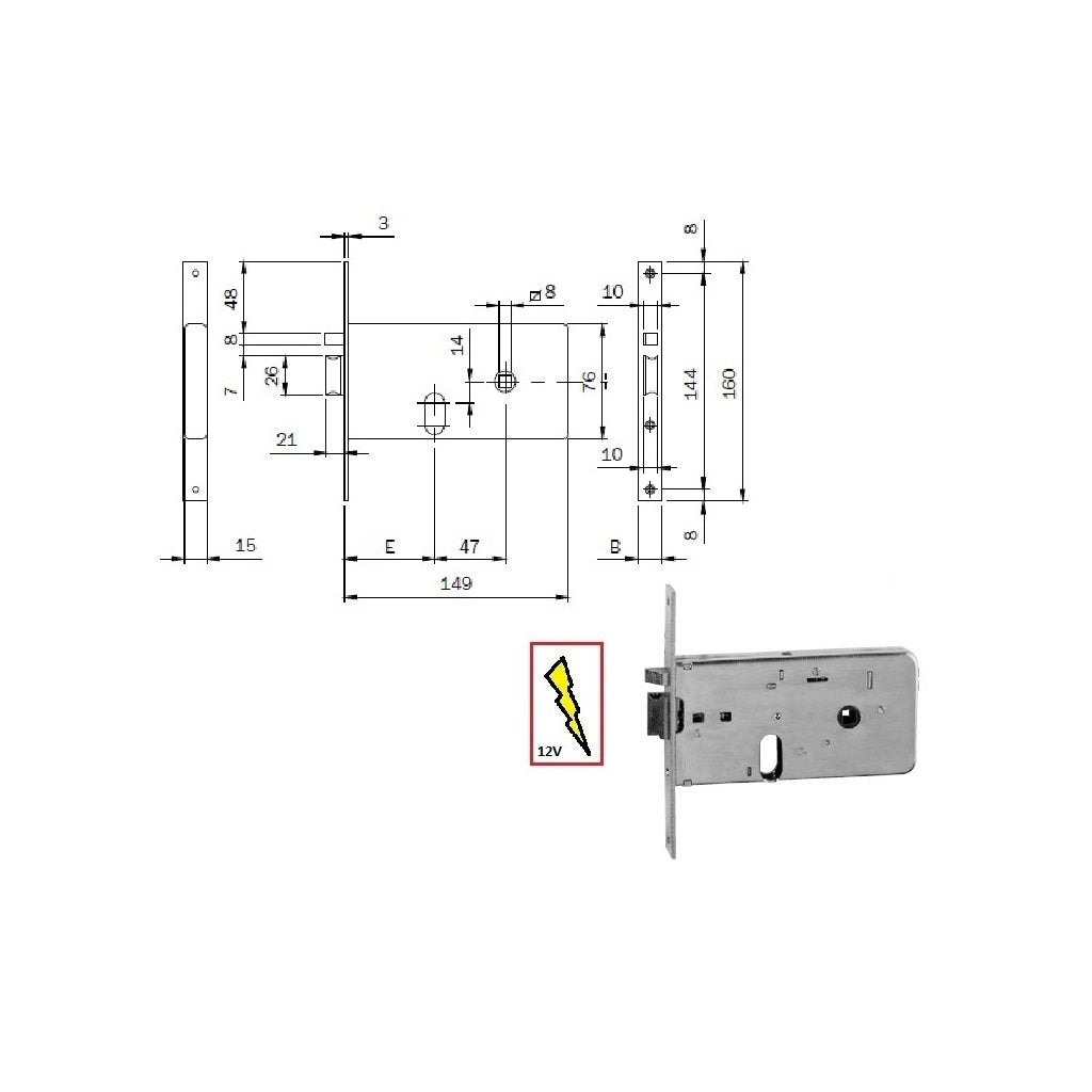 ISEO 5516010 Serratura Elettronica Inferiore per Fascia Frontale 16mm x 60mm