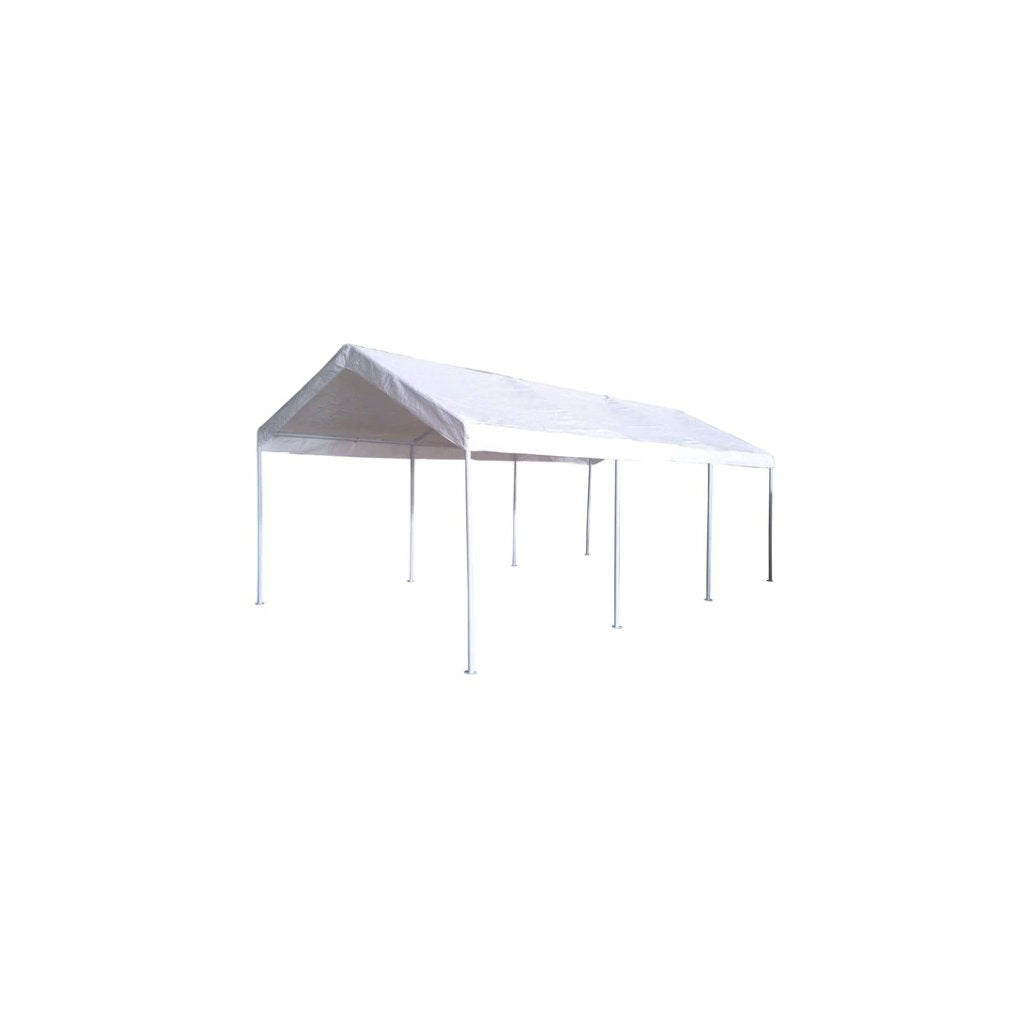 Gazebo in Acciaio Bianco 3x6m per Auto senza Pareti Laterali (2 Colli)